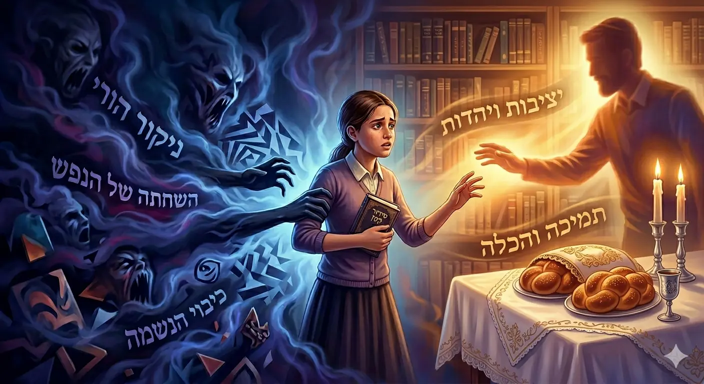 נערה יהודייה נמשכת בין אור היהדות והיציבות לבין כוחות אפלים המנתקים אותה מאביה ומשחיתים את נפשה